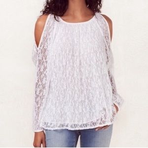 Lauren Conrad lace cold shoulder long sleeve M